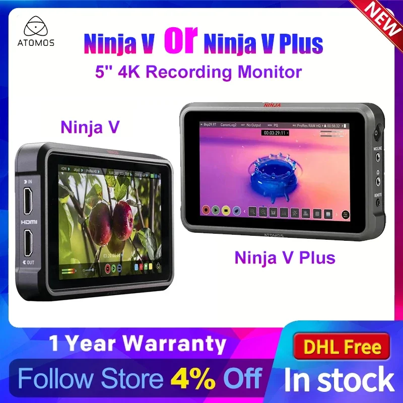 For Atomos Ninja V+ plus 5.2 inch 8K / Ninja V 5" 4K HDMI H.265 Raw Recording Monitor SSD Recording