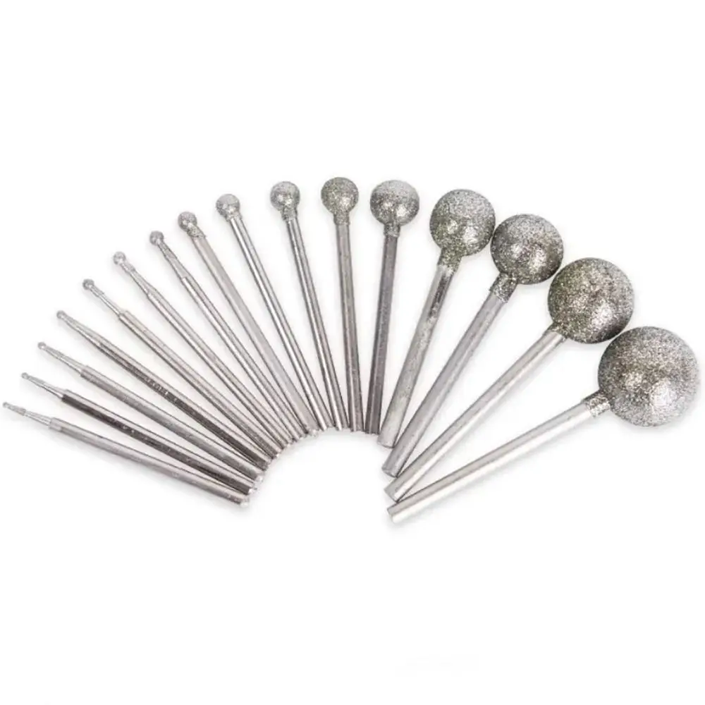 5Pcs Diamond Round Burring Sanding Drill Bit Grinding Head 2.35mm Shank Carve Precision Carving Tool