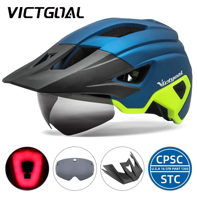 ILM Adult Bike Helmet with USB Rechargeable LED Front and Back Light  Mountain&Road Bicycle Helmets for Men Women Removable Goggle Cycling Helmet  for