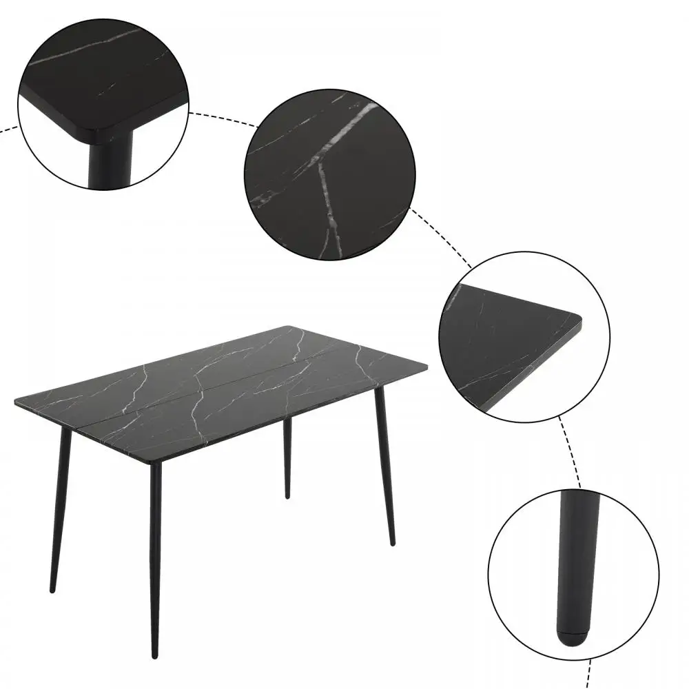 Nordic Rectangular Dining Table PVC Marble Surface Coffee Table Modern Simple Study Desk Multifunction Office Conference Tables 6