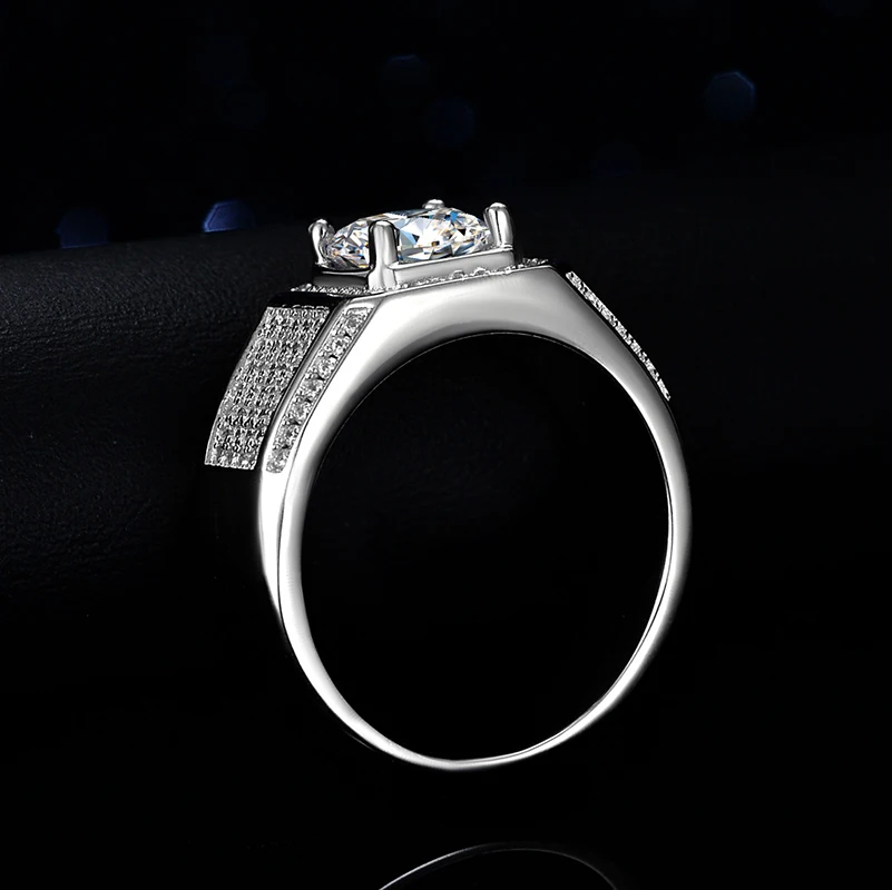 Yanleyu Luxury Big Platinum PT950 Ring Excellent Cut VVS1 D Moissanite Diamond Men Gift Rings Wedding Hiphop Fine Jewelry