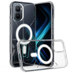 Enhanced Magnetic Shockproof Transparent Case with Hard PC+TPU Edge Cover for Infinix gt 50 pro (Transparent)