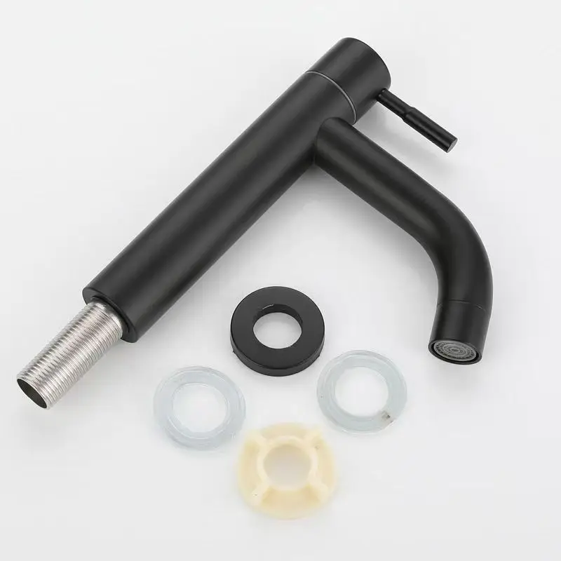 Kitchen Sink Single Cold Faucet 304 Stainless Steel Basin Faucet Household Bathroom Countertop Washbasin Splash Proof Faucet