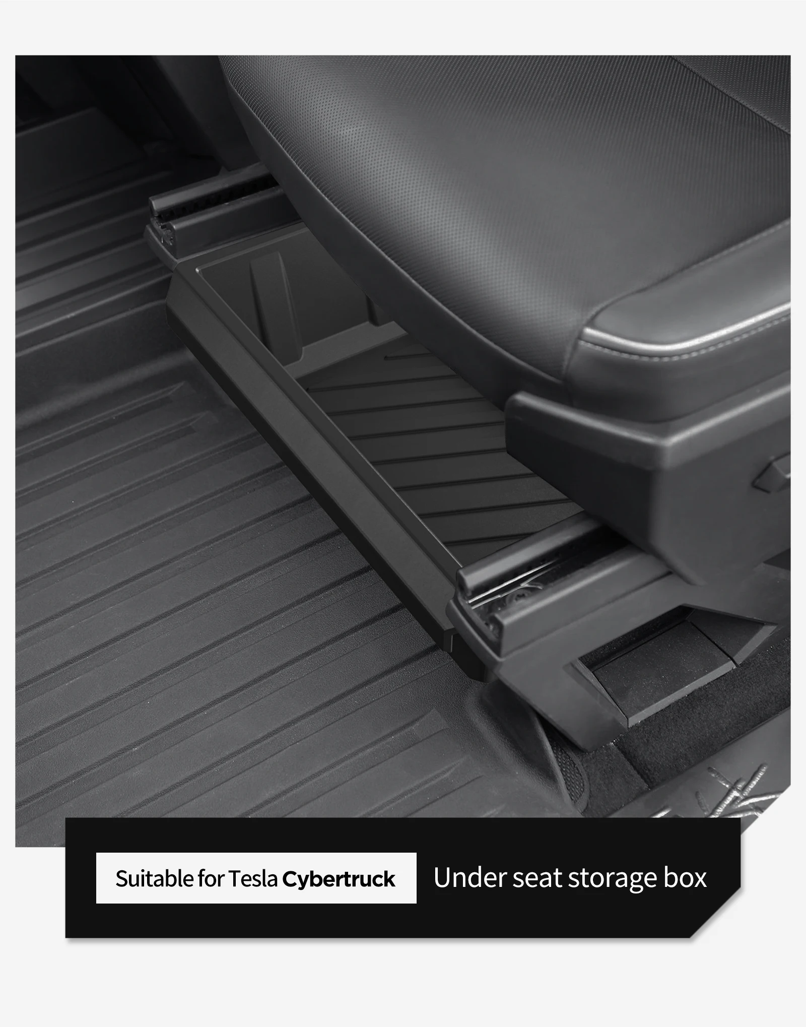 Smabee für Tesla Cybertruck 2024 2025 Vordersitz Unteres Gehäuse Unter-Sitz-Aufbewahrungsbox Auto-Zubehör Schubladenartiger Organizer zur Ordnung – Detail 4