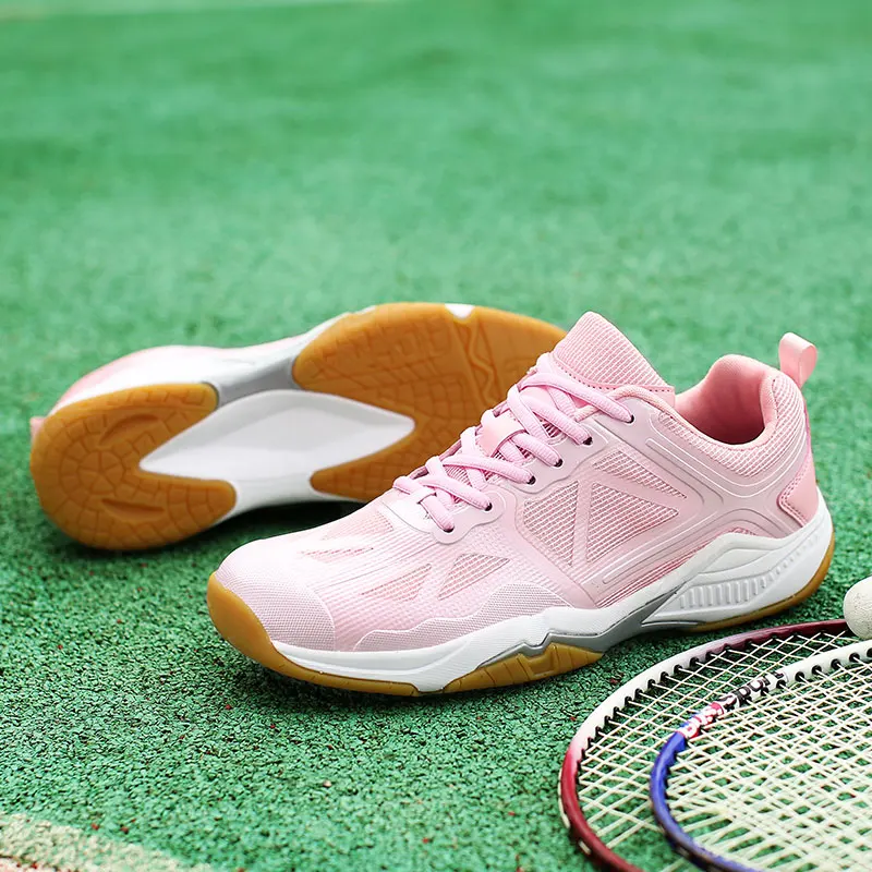 

Professional Unisex Badminton Sport Training Shoes Pink Couples Table Tennis Sneakers Non-slip Gym Tennis Volleyball Shoes 002