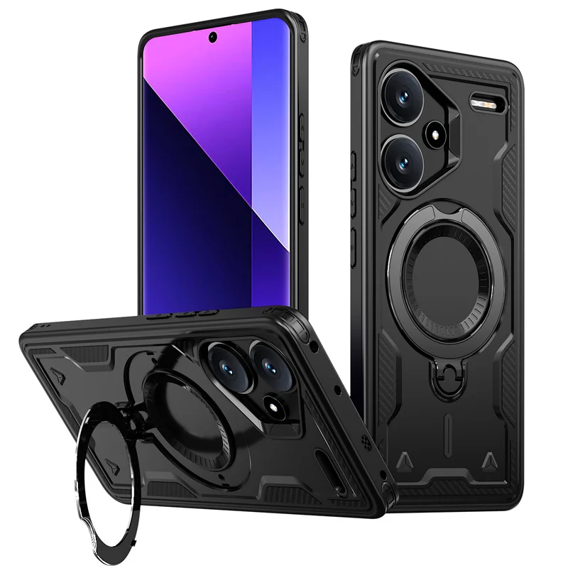 Per Xiaomi Redmi Note 13 Pro Plus Custodia antiurto con ricarica magnetica wireless Cover posteriore per Magsafe Redmy Note13Pro + Anello di supporto  202192403