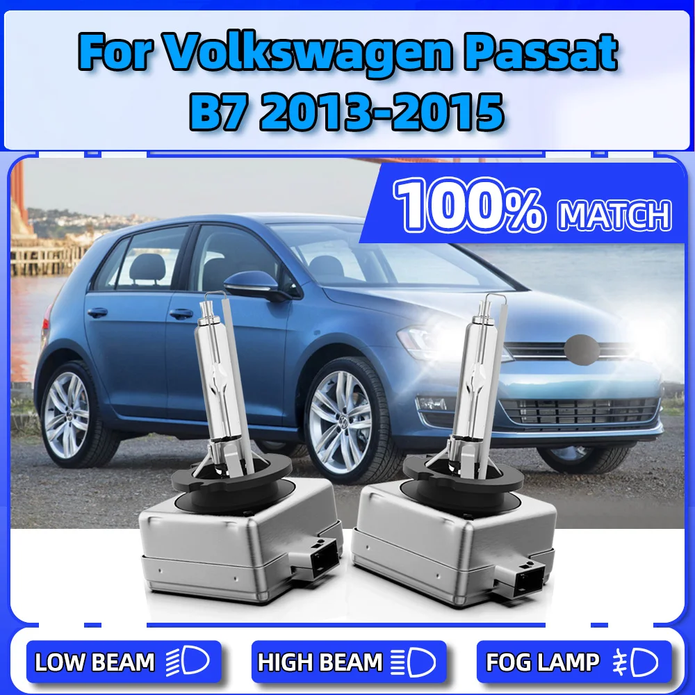 

2PCS HID Xenon Headlight 12V Plug And Play Xenon Front Lights 6000K White Auto Lamps For Volkswagen Passat B7 2013 2014 2015