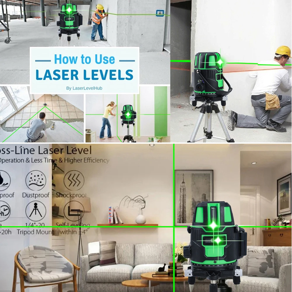 360&deg; Laser Level With Tripod Self Leveling Cross Line For Construction