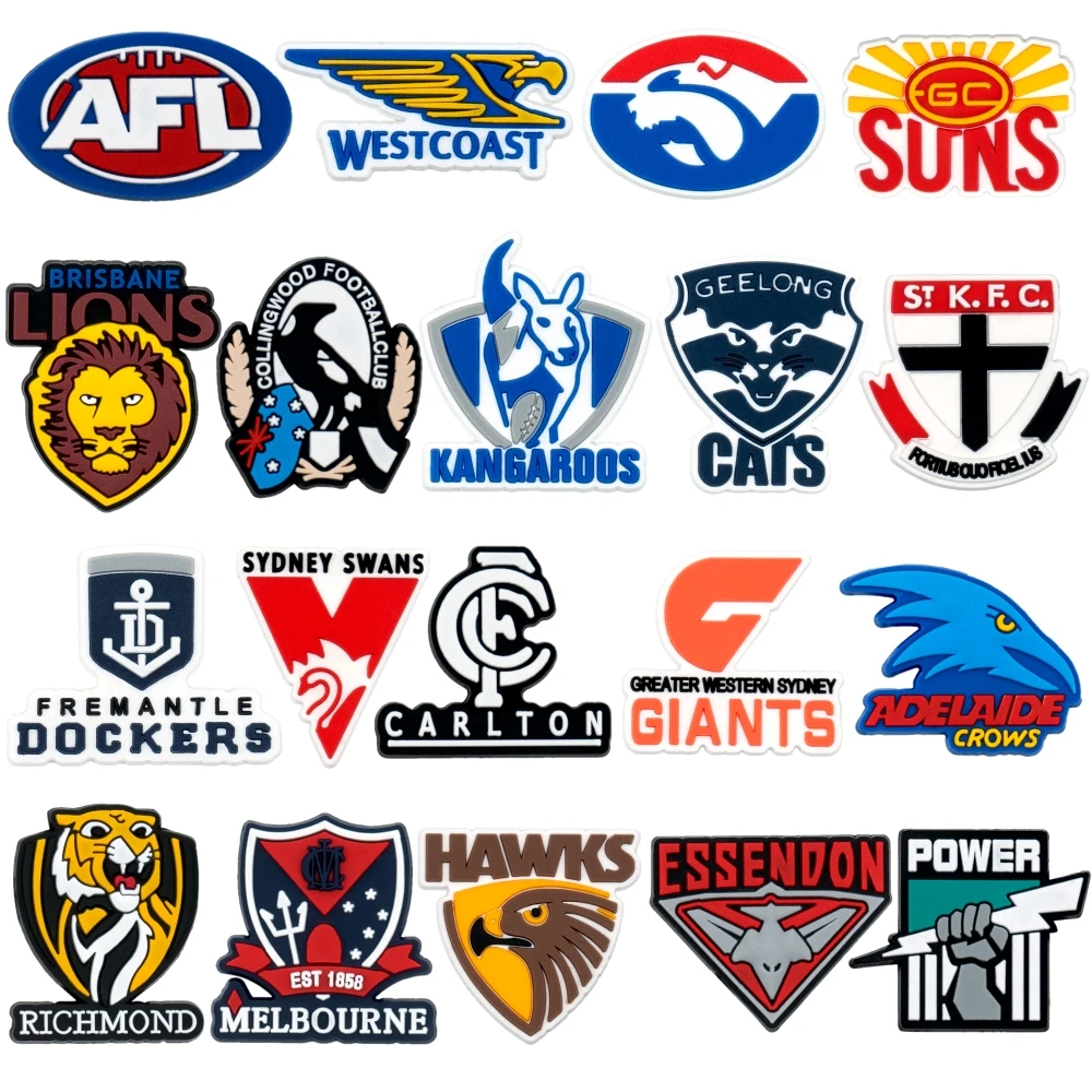 1PCS AFL Teams Australia Shoe Charm For Garden Slipper Accessories Wristband DIY Decor Button Phone Case Buckle shoe charms shoe decorations garden shoe accessories