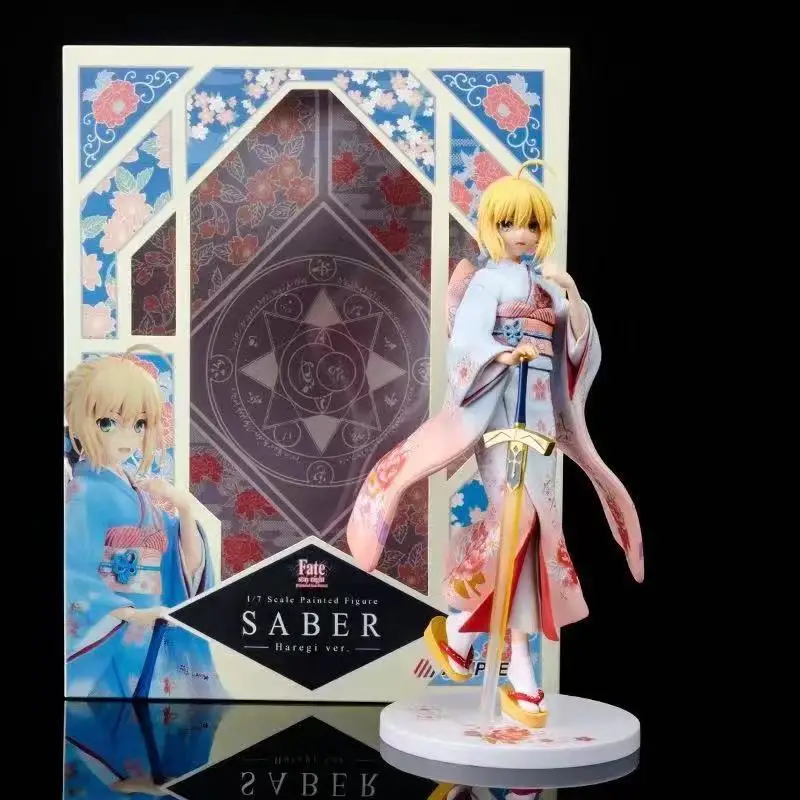 

Cute Anime Fate Stay Night Saber 25cm Pvc Haregi Kimono Scale Painted Pvc Action Figure Collection Model Toys Doll Gift