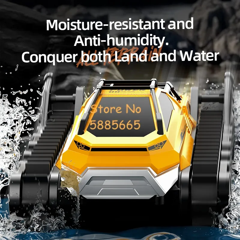 Amphibious 2 To 1 All-terrain Crawler Tracked Tank RC Car 2.4G Powerful Power Waterproof Remote Control Toy Car Armored Vehicle 5