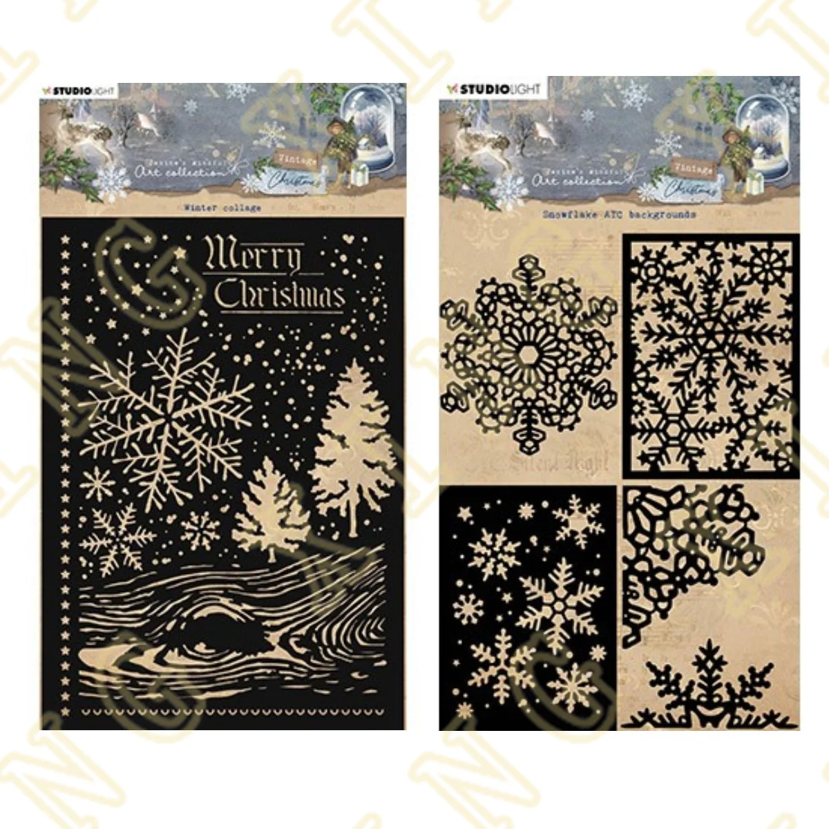 

2023 New Winter Collage Vintage Christmas Airbrush Painting Decor Stencils for DIY Scrapbooking Art Ablum Diary Stamp Crafts