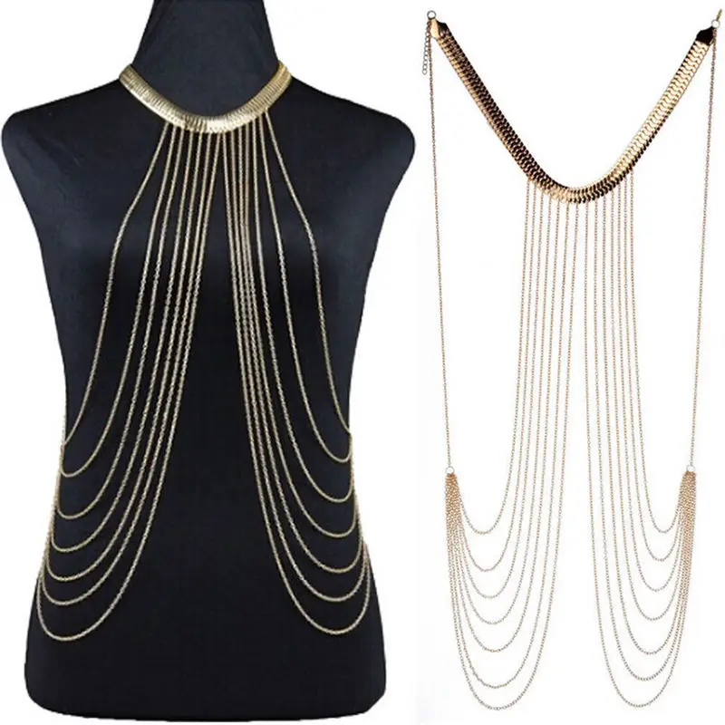 Sexy Chain Necklace Women Necklaces&Pendants Tassel Alloy Punk Long Necklace
