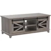 48'' Coffee Table with Storage & Sliding Barn Doors, Cocktail Table Adjustable Shelves, Table for Meeting Room, Light Rustic Oak 6