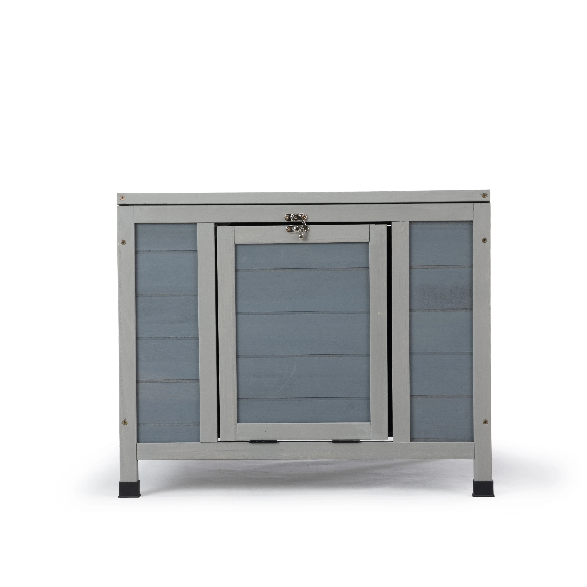 Small Wood Rabbit Hutch, Bunny Cage Habitat with Weatherproof Openable Top, Door Ramp, Indoor Outdoor House for Guinea Pig Small