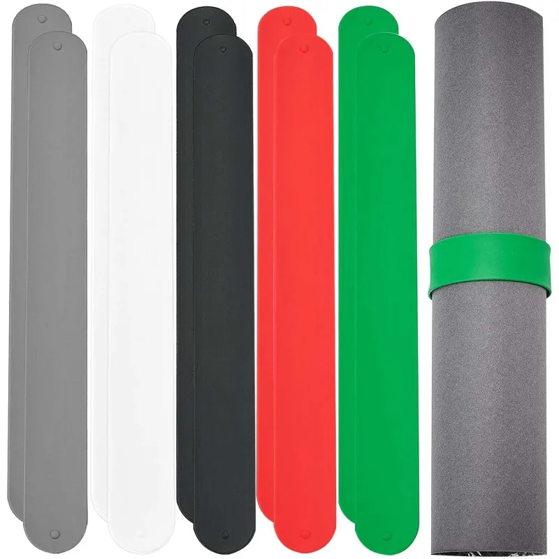 10 Pcs 5 Colors Silicone Covered Metal Strips 8-1/2" in Length Silicone Flip Wraps Poster Holder Wrapping Paper Holder