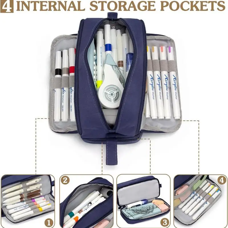 Pencil Pouch Canvas Portable Pencil Pouch Organizer With Zipper Aesthetic Pen Pouch Stationery Storage Bag For Pencils Pens