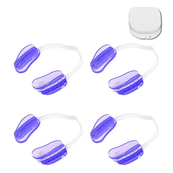 4 pezzi regolabili per digrignare i denti Dental Mouth Guard ferma il bruxismo elimina il TMJ e il tallone chiuso con scatola di bretelle