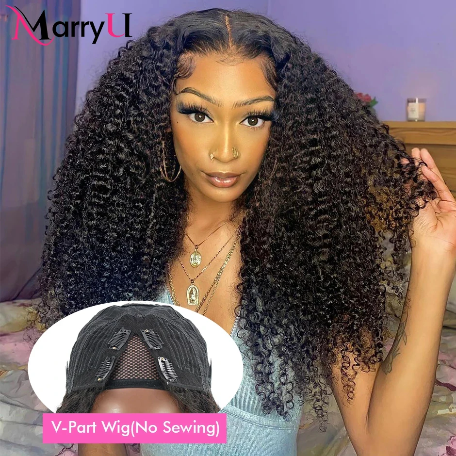 Isee Princess Hair Brazilian Curly V Part Wig Human Hair 180 Density