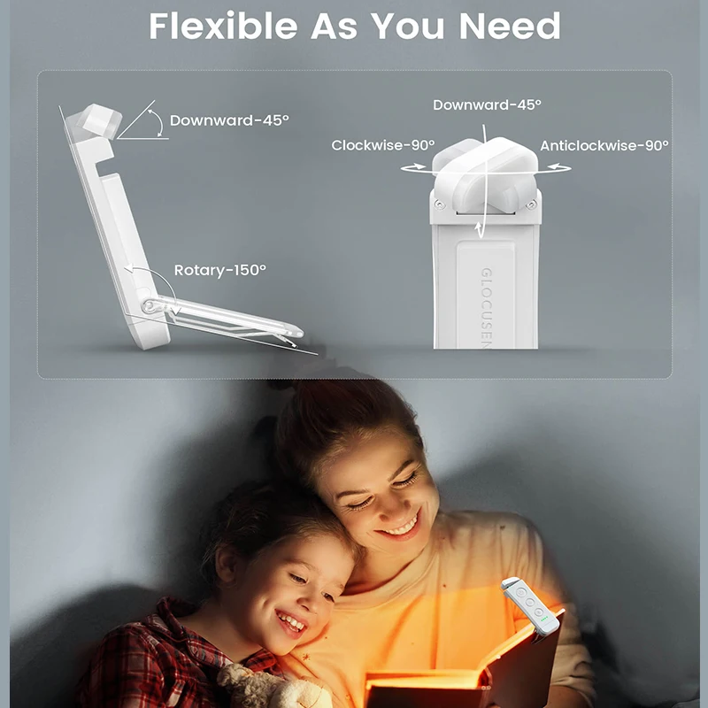 USB Rechargeable Book Light for Reading in Bed Portable Clip-on LED Reading Light Clip Desk Bookmark Read Night Lamp