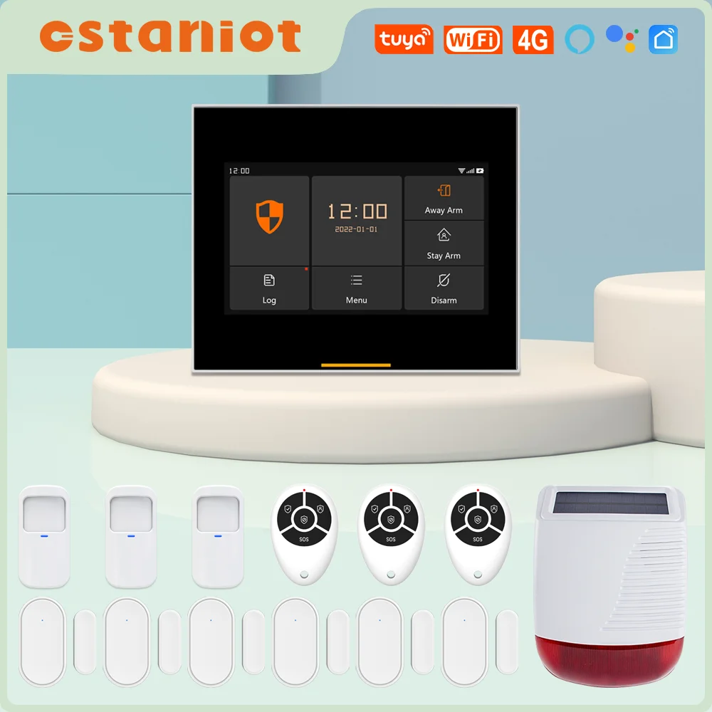 bumper sensors Ostaniot Wireless 4G Home Security Alarm System 433MHz Smart WiFi Burglar Alarm with Tuya Solar Siren Support 200 accessories back up sensors