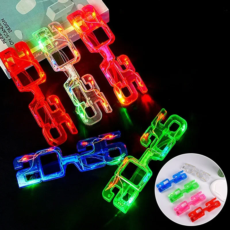 1-20pcs LED 2025 Glasses Light Up Sunglass for Kids Adult Birthday Neon Wedding Thanksgivings Xmas New Year Glow Party Supplies