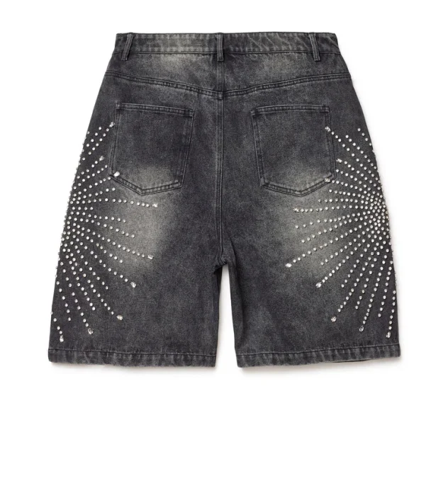 Denim shorts American Harajuku rhinestone printed high-waisted summer
