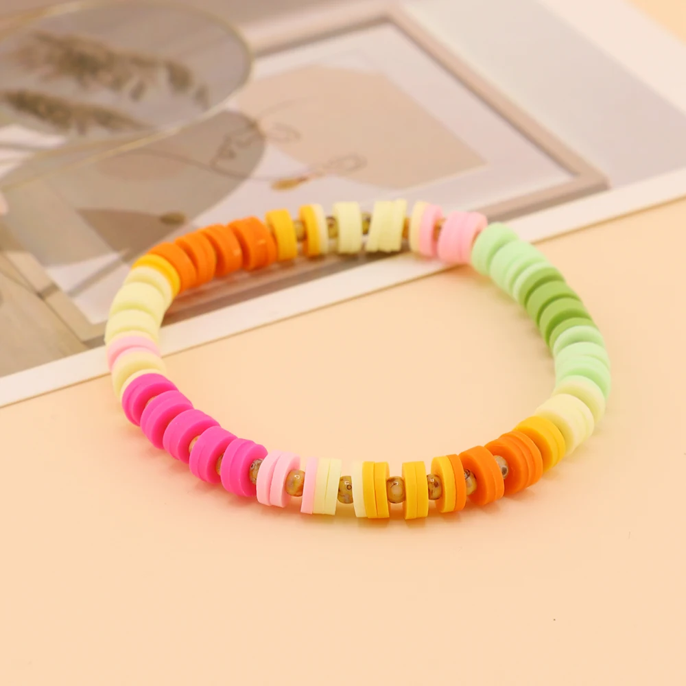 

Go2boho Новый Радужный цветной браслет Heishi для женщин, женские ювелирные изделия, модные летние