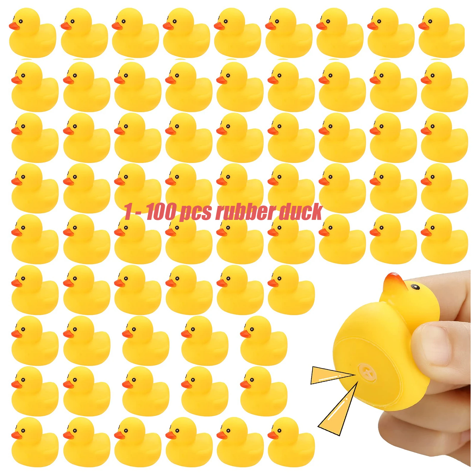 1-100pc Mini Rubber Ducks Set in Bulk Float Squeak Tiny Ducks Rubber Duck Toy for Kids Party Birthday Supplies