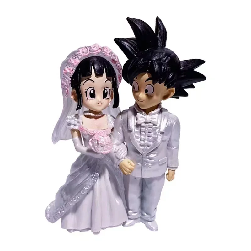 Dragon Ball Anime Figure Son Goku Figures Lg Wedding Goku Chichi Mariage Figurine 9cm Scene Statue Q-Version Pvc Model Doll Toys - Bilde 6