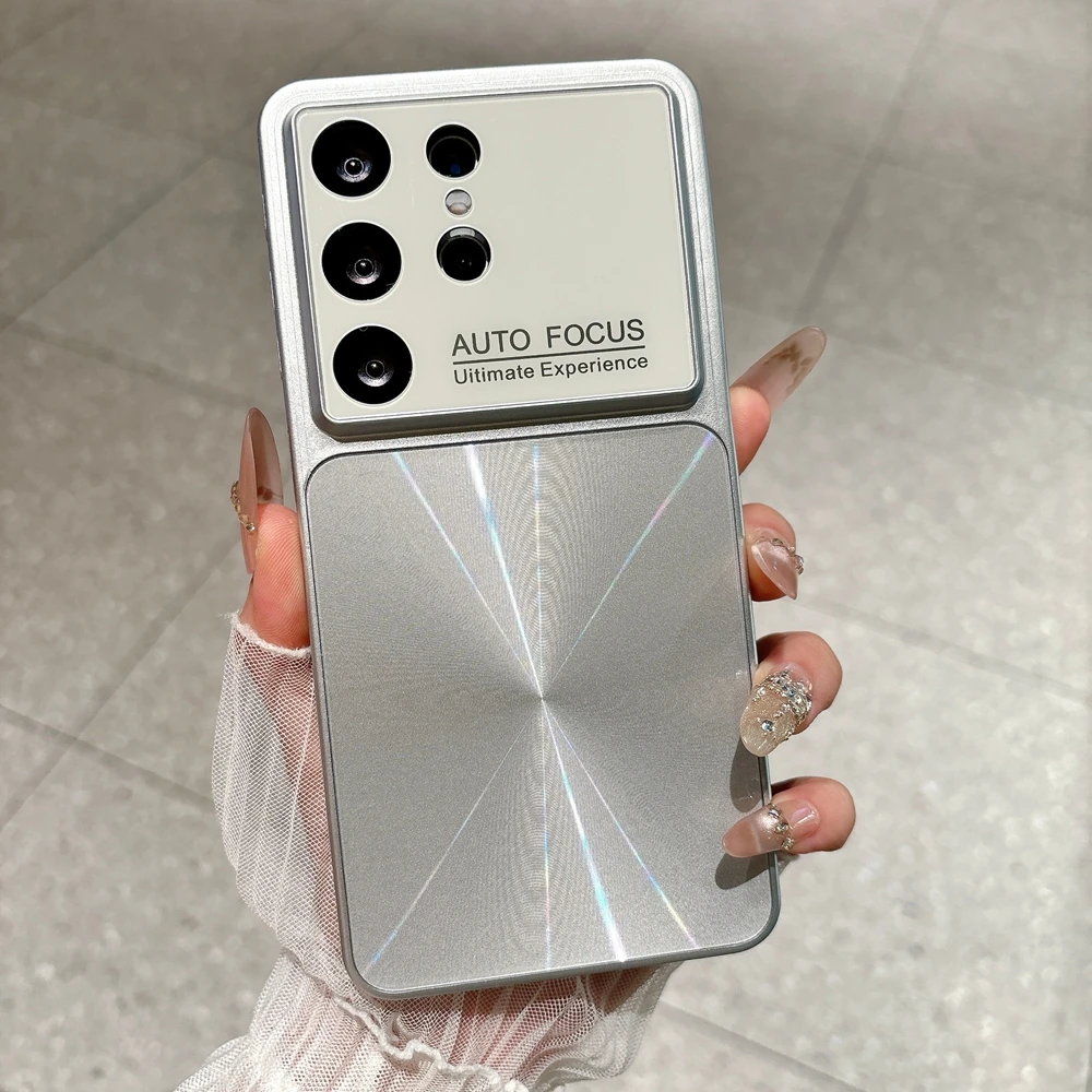 Luxury Aurora Hard Case with Large Window and Camera Protection - Solid Color Shockproof Cover