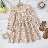Robes à fleurs pour bébés filles de 3 à 7 ans, tenue de princesse en dentelle, à motif floral rabattu, printemps automne 2