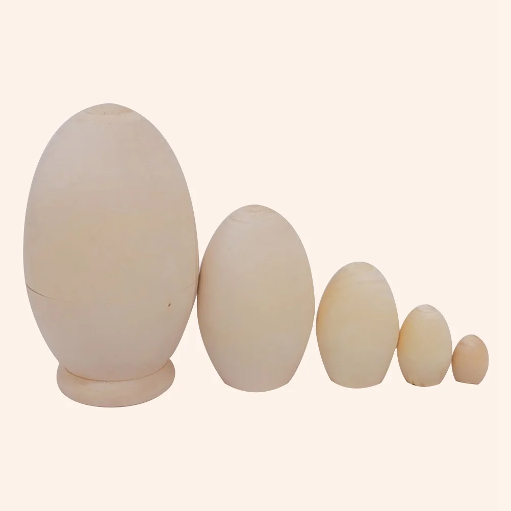 

5 Pcs Blank Russian Nesting Dolls Wooden Embryos Christmas DIY Matryoshka Bamboo Unpainted Child