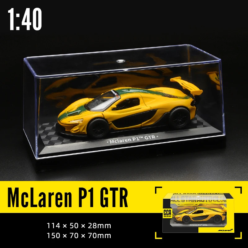 CCA MSZ 1:43  McLaren P1 GTR Alloy Car Model with Acrylic Display Box Children's Toys Die Casting Boy Series Gift bentley gt3 sjm painted alloy car model acrylic boxed imitation racing ornament collection children s birthday gift
