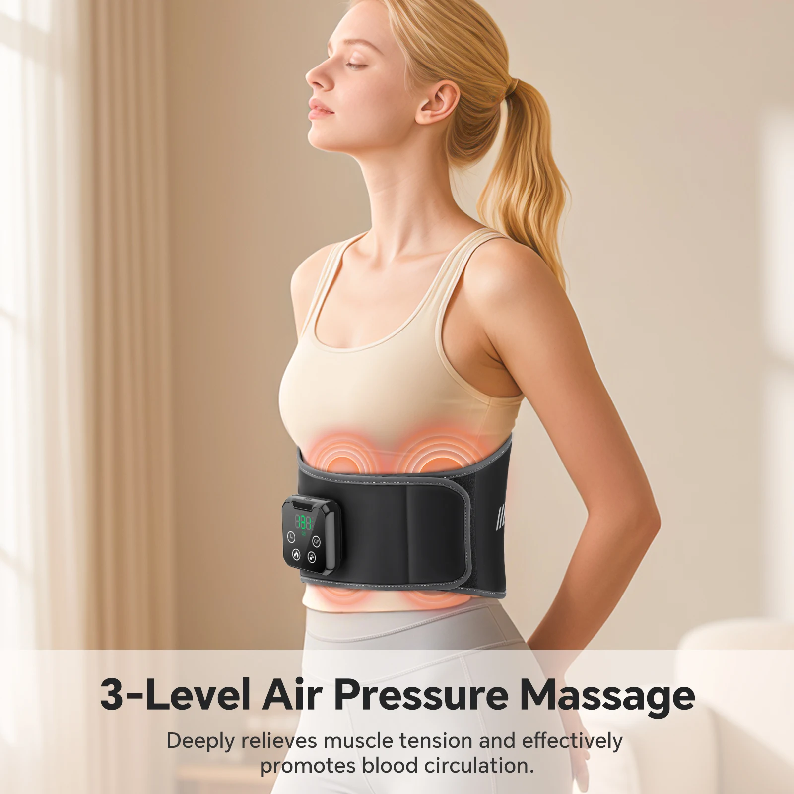 Cordless Warm & Cold Compress Air Compression Waist Belt Heating & Ice Pack Therapy Waist Massage Belt Back Lumbar Support Brace