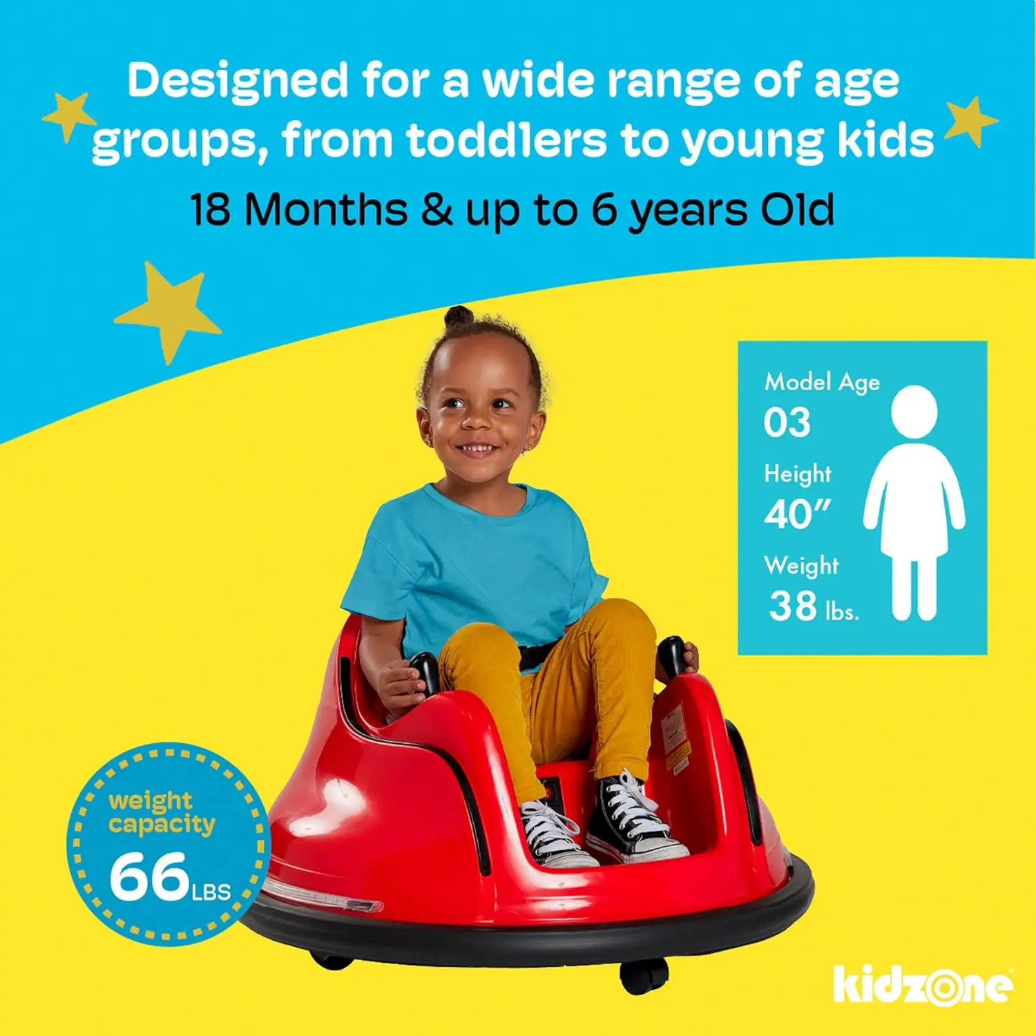 6V Electric Ride On Bumper Car for Kids & Toddlers 1.5-6 Years Old, DIY Sticker Baby Bumping Toy Gifts W/Remote Control, LED Lig