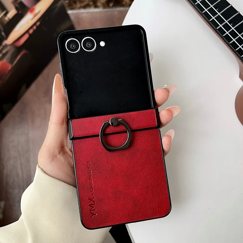 Luxury Leather Ring Holder 3-Piece Set: Elegant Shockproof Case with Hinge Protection