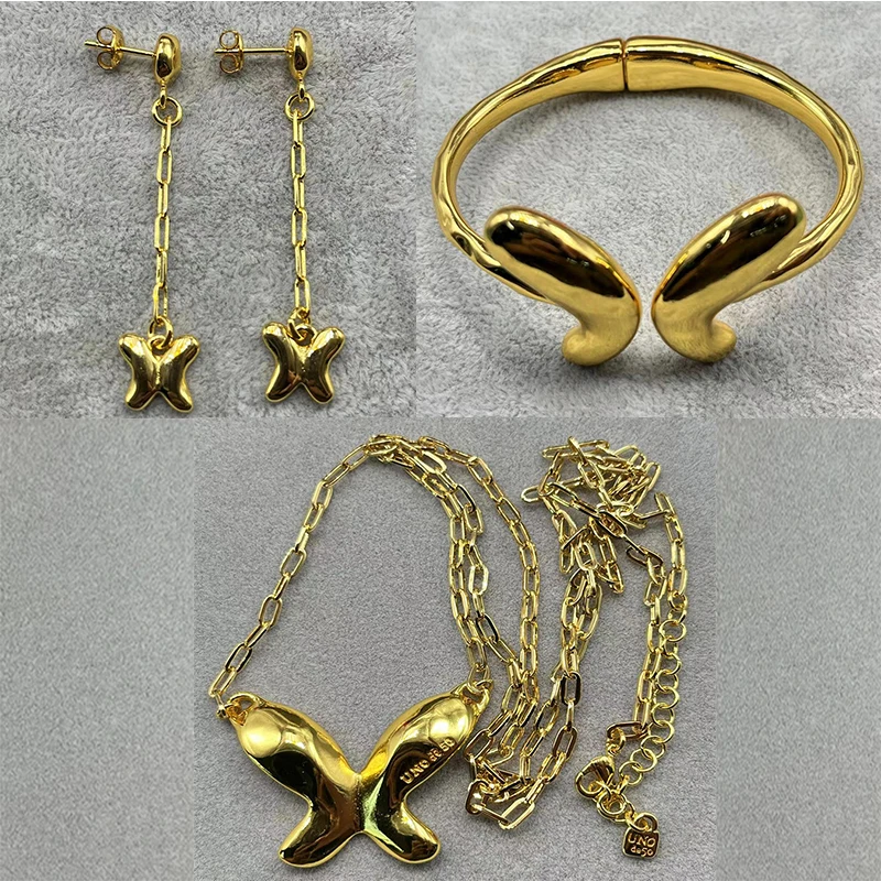 

2024 UNOde 50 European and American hot selling niche personalized butterfly opening jewelry women's set holiday gift