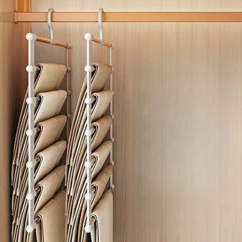 Versatile Multi-Layer Pants Hanger with Non-Slip Clips