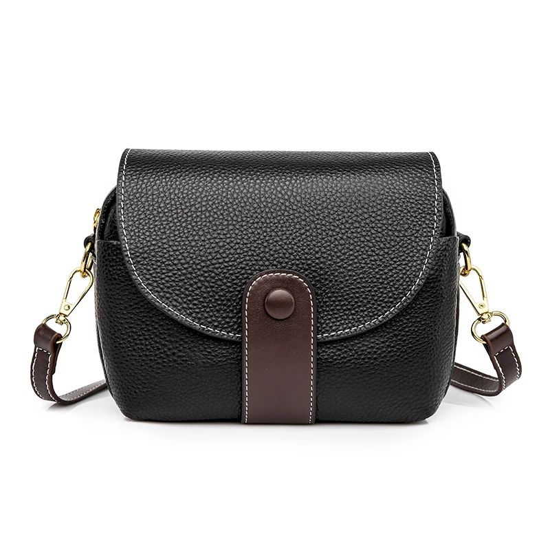 

Designer Solid Genuine Leather Handbag Female Button Messenger Tote HighQuality Cow Leather Shoulder Crossbody Bag New Women Sac