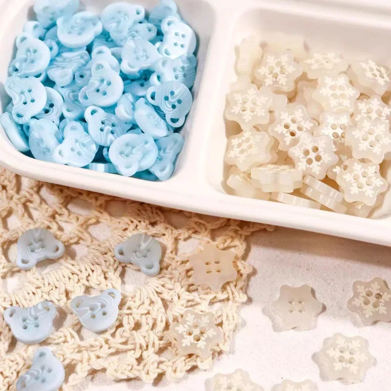 10pcs 눈송이 곰 단추 귀여운 DIY 인형 옷 바느질 장식 Ins 공예 스크랩북 DIY 의류 바느질 용품