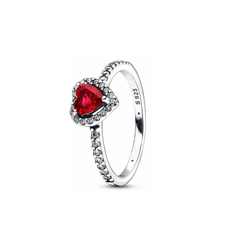 925 Sterling Silver Heart-Shaped Crown Ring Women's Jewelry