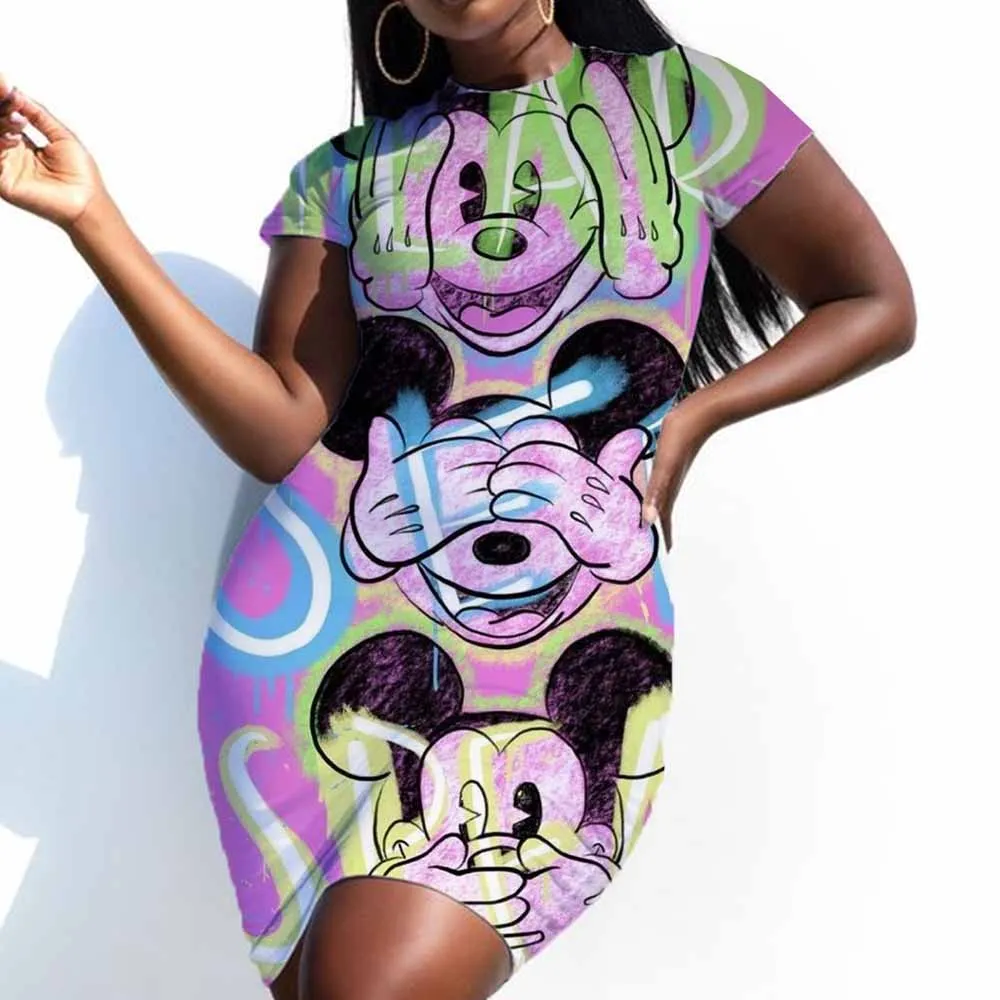 Ariel Vestido Lentejuelas Disney Mujer Summer Women Disney Minnie Mouse Bag  Hip Tight Mini Dress 2024