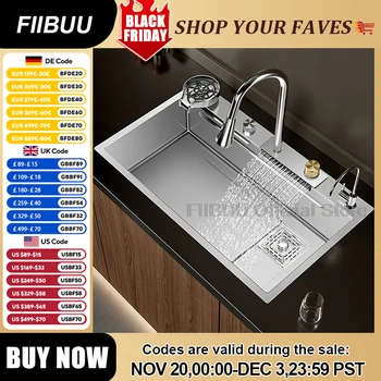 อ่างล้างจานแบบหนาทำด้วยมือทำจากสแตนเลสหลายฟังก์ชัน304พร้อมอุปกรณ์เสริม 1