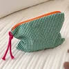 New Women Plaid Makeup Bag Large Capacity Cotton Zipper Pouch Purse Travel Clutch Makeup Bag Cosmetic Zipper Necessarie Feminina 1