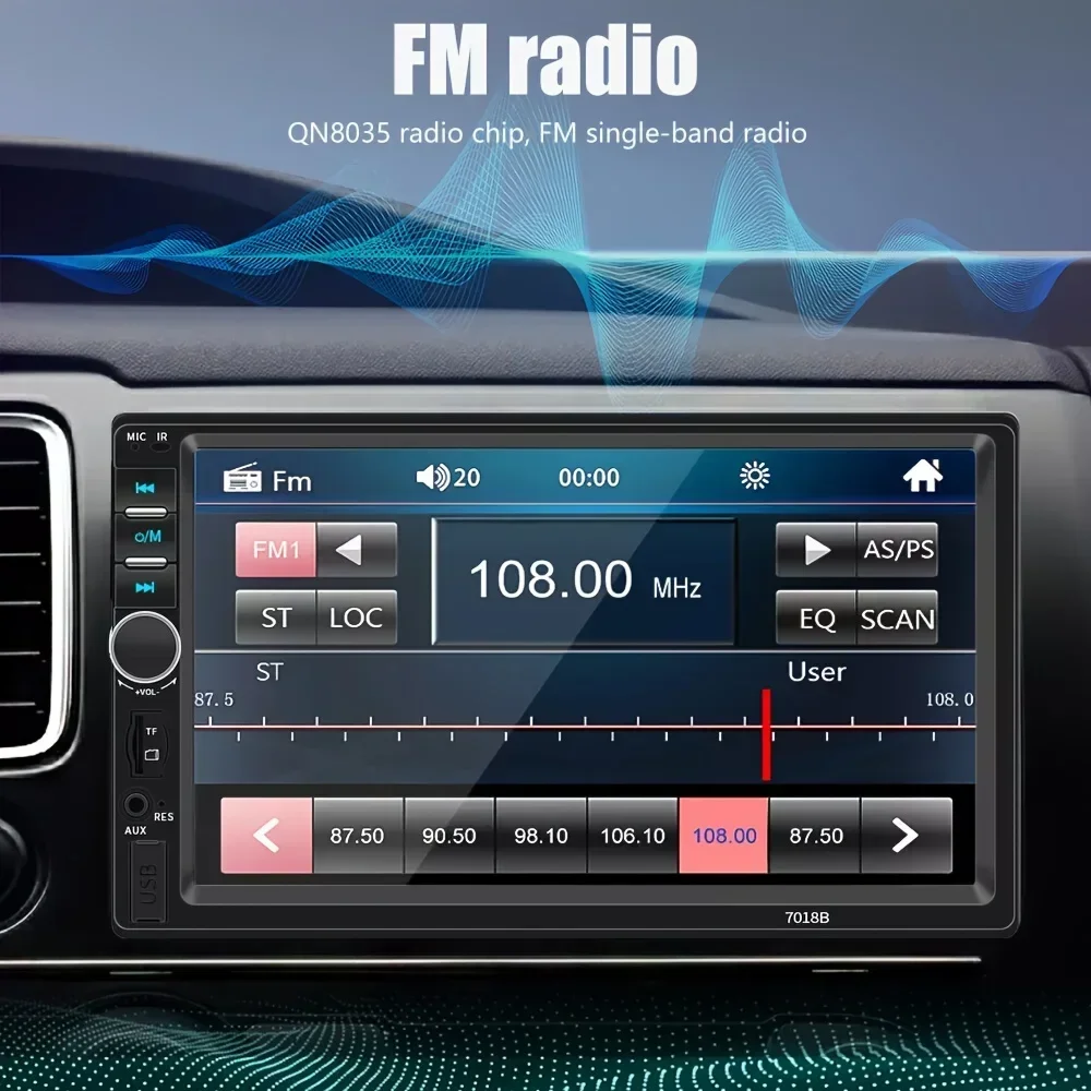 자동차 라디오 스테레오 MP5 미디어 플레이어 터치 스크린, USB/TF/AUX 입력 2 Din 오토라디오 미러 링크-후방 카메라