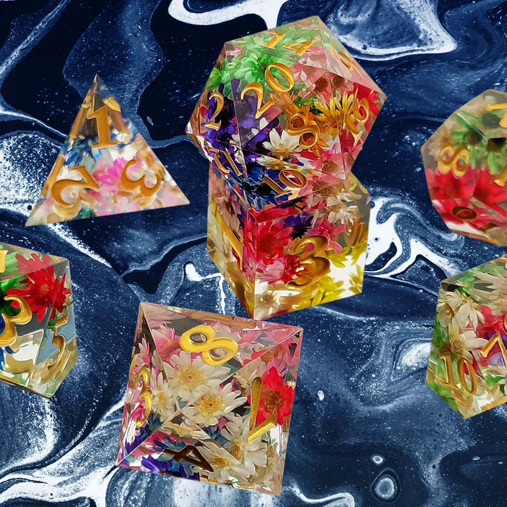 Colourful Resin Dice Sharp Edge Polyhedral Dice DND Dice Set For Dungeon and Dragon Pathfinder Role Playing Game(RPG)/MTG Game 2