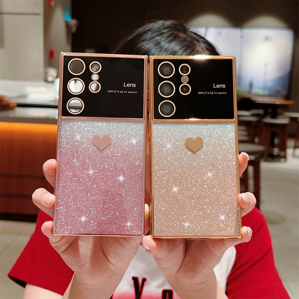 Permatomas telefono dėklas su širdelėmis samsung galaxy serijai_voghion.com