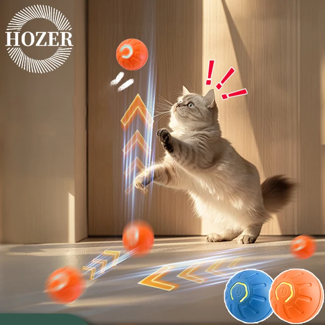 Balle rebondisnoyaux interactive pour chat et chien, jouets intelligents, roulement automatique USB, balle magique électronique, accessoires de jeu pour chat 1