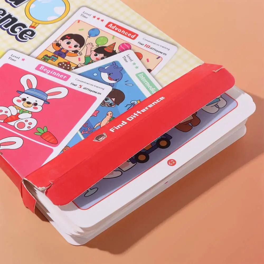 64 Pages Concentration Training Game Rewritable Find The Difference Puzzle Board Game Card Erasable Focus and Observational